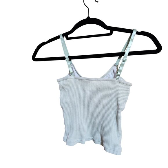 Womens Ribbed Button-Up Crop Top With Satin Straps - Picture 2 of 2